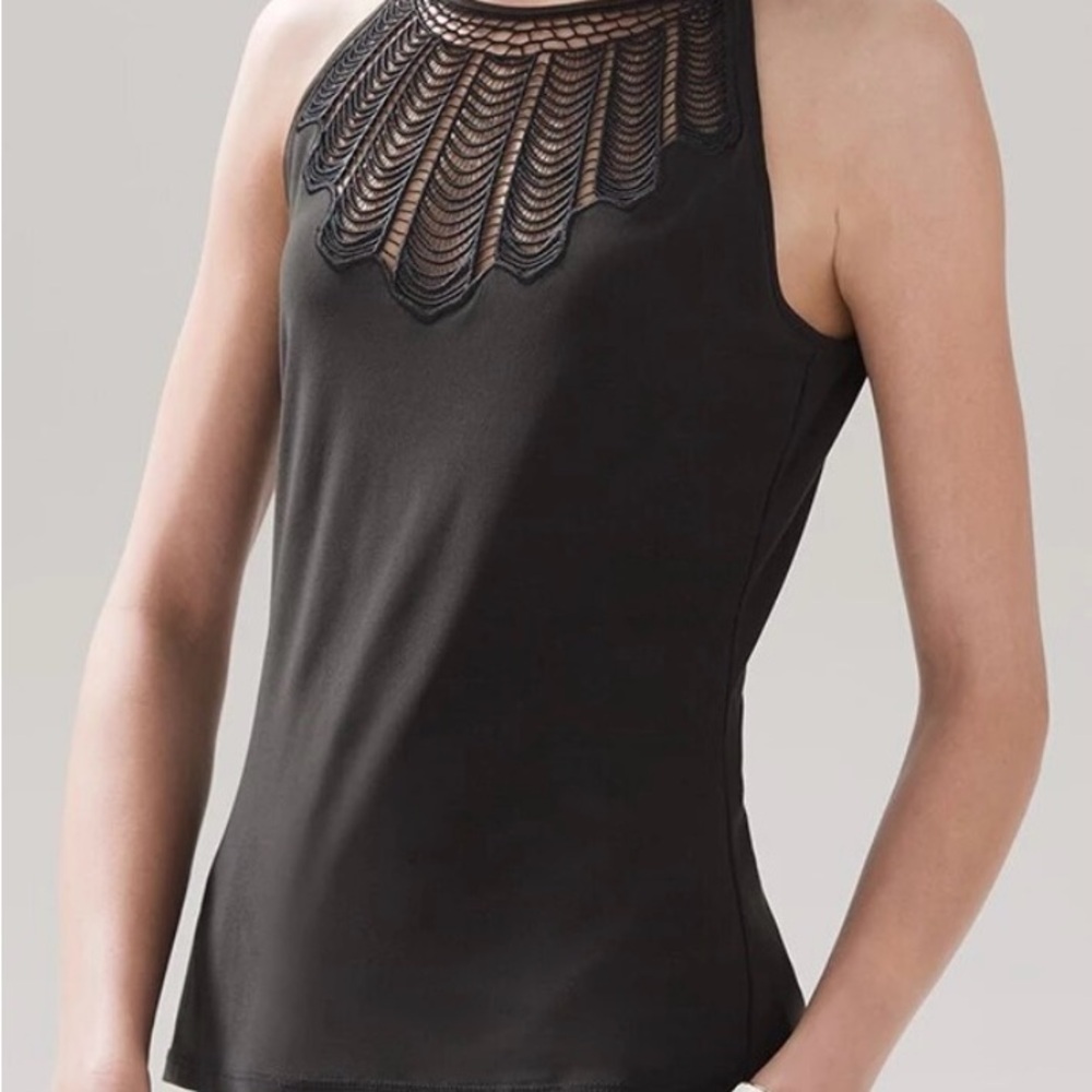White House Black Market Embroidered Halter Top M